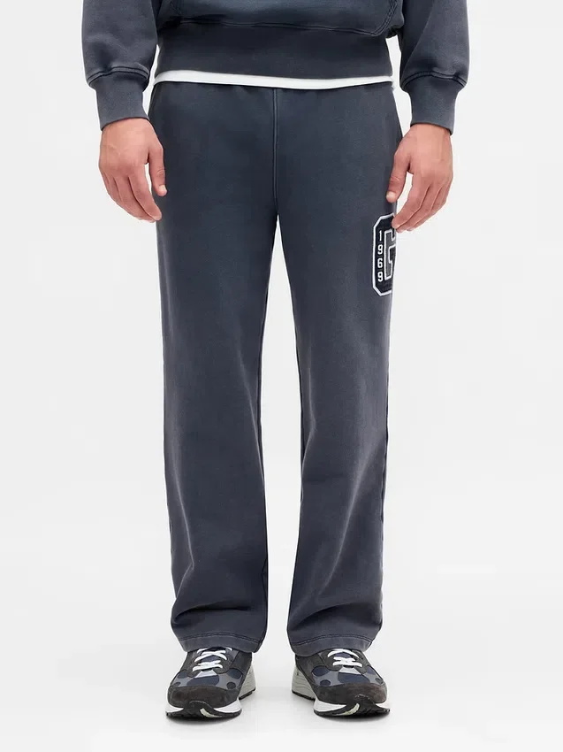 Pantalones de chándal de adulto de tejido grueso y corte holgado con logotipo
