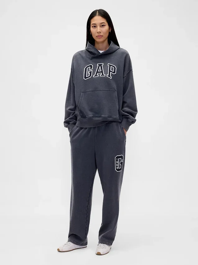 Pantalones de chándal de adulto de tejido grueso y corte holgado con logotipo