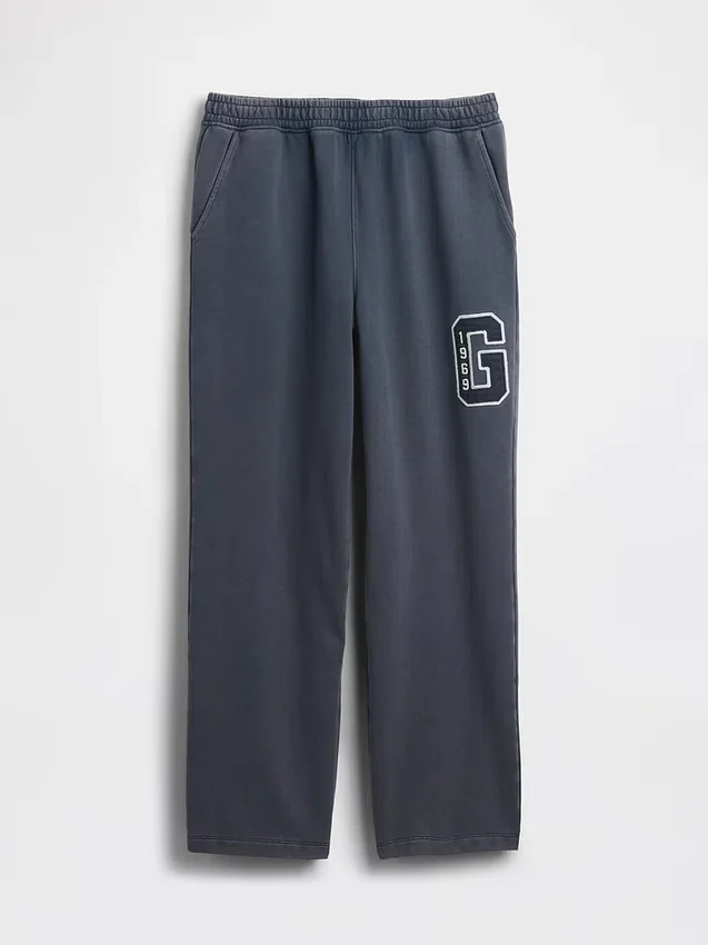 Pantalones de chándal de adulto de tejido grueso y corte holgado con logotipo
