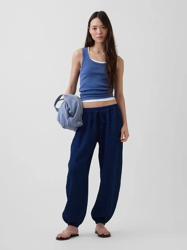Pantalones de chándal de denim de gasa de algodón con corte «Easy Barrel»