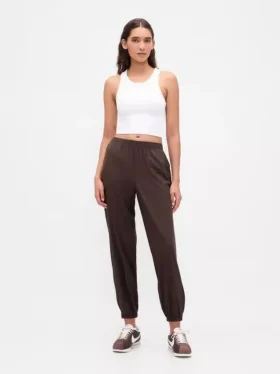 Pantalones de chándal GapFit Tech de talle alto con cremallera en el bajo