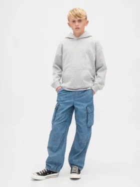 Pantalones de chándal holgados de denim para niño