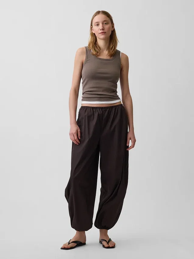 Pantalones de chándal holgados de popelín de algodón orgánico