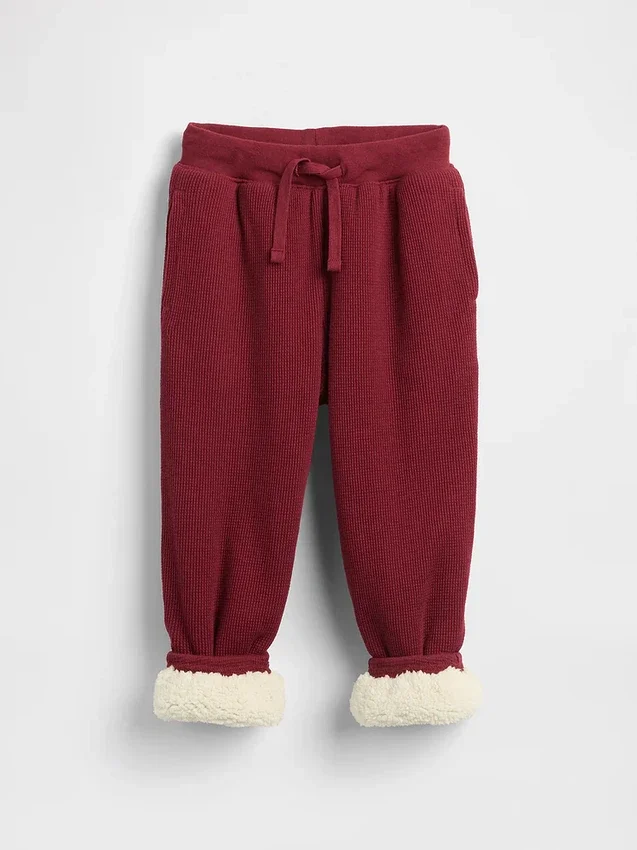 Pantalones de chándal térmicos con forro de sherpa para bebés y niños pequeños