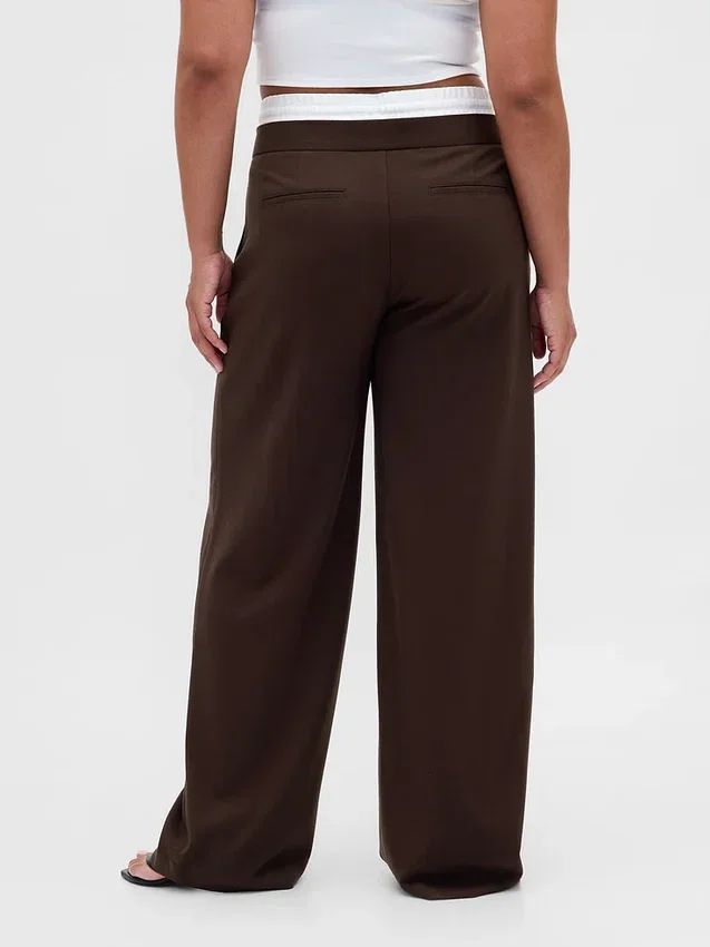 Pantalones de cintura media con doble cintura