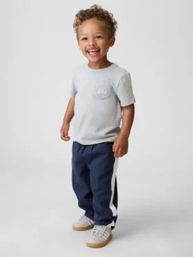 Pantalones de corte ancho a rayas ultrasuaves sin cremallera para bebés y niños pequeños