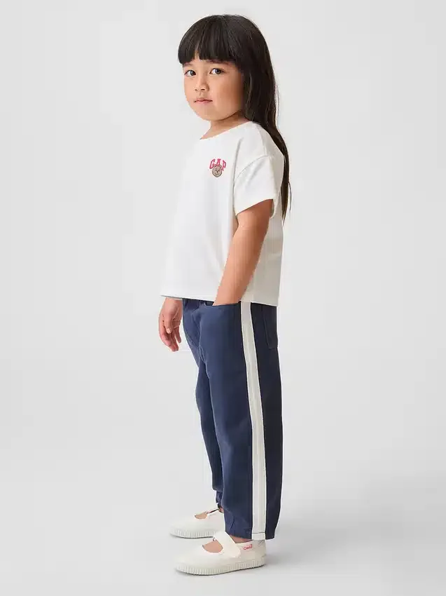 Pantalones de corte ancho a rayas ultrasuaves sin cremallera para bebés y niños pequeños