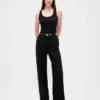 Pantalones de corte ancho de punto doble y cintura alta