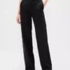 Pantalones de corte ancho de punto doble y cintura alta