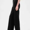 Pantalones de corte ancho de punto doble y cintura alta