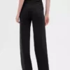 Pantalones de corte ancho de punto doble y cintura alta