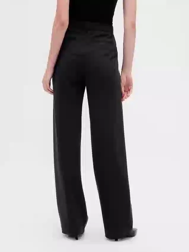Pantalones de corte ancho de punto doble y cintura alta
