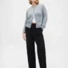 Pantalones de corte ancho de punto doble y cintura alta