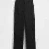 Pantalones de corte ancho de punto doble y cintura alta