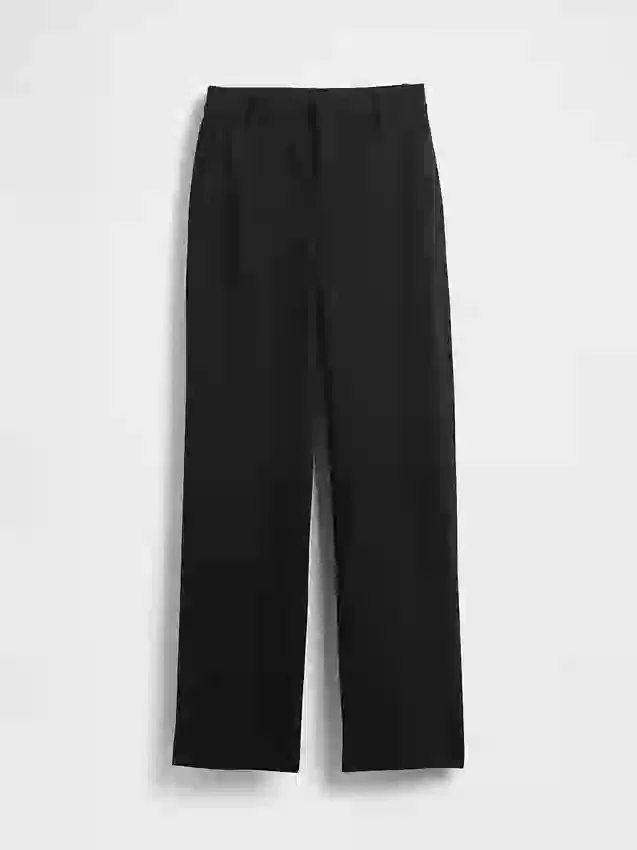 Pantalones de corte ancho de punto doble y cintura alta