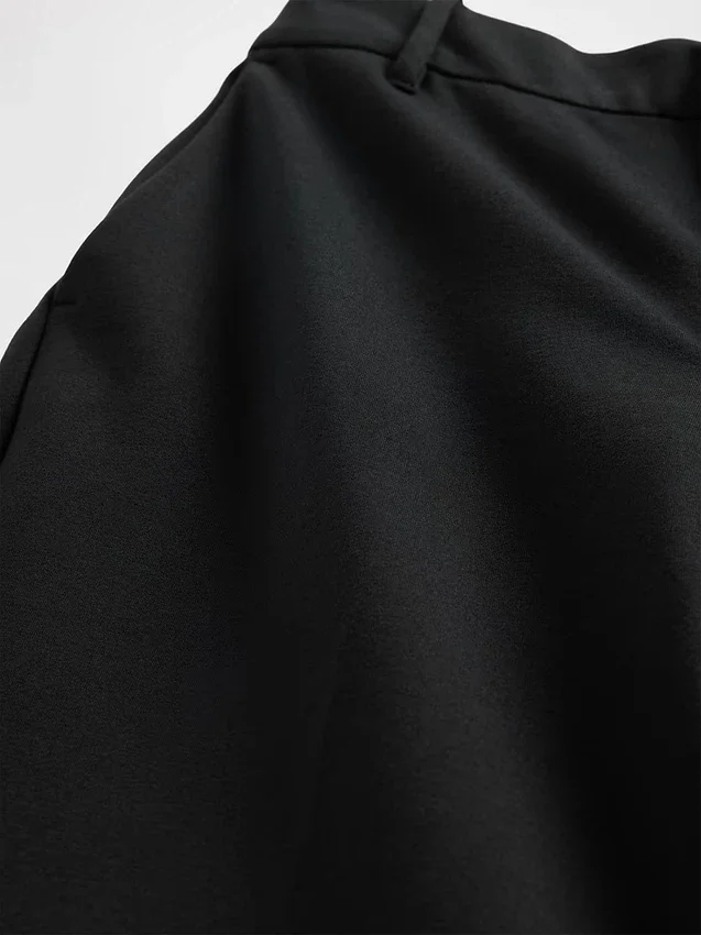 Pantalones de corte ancho de punto doble y cintura alta