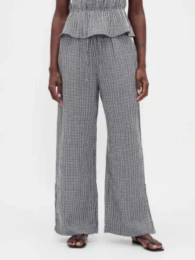 Pantalones de gasa de algodón con bajo con aberturas