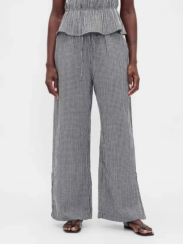 Pantalones de gasa de algodón con bajo con aberturas