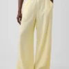 Pantalones de gasa de algodón con bajo con aberturas