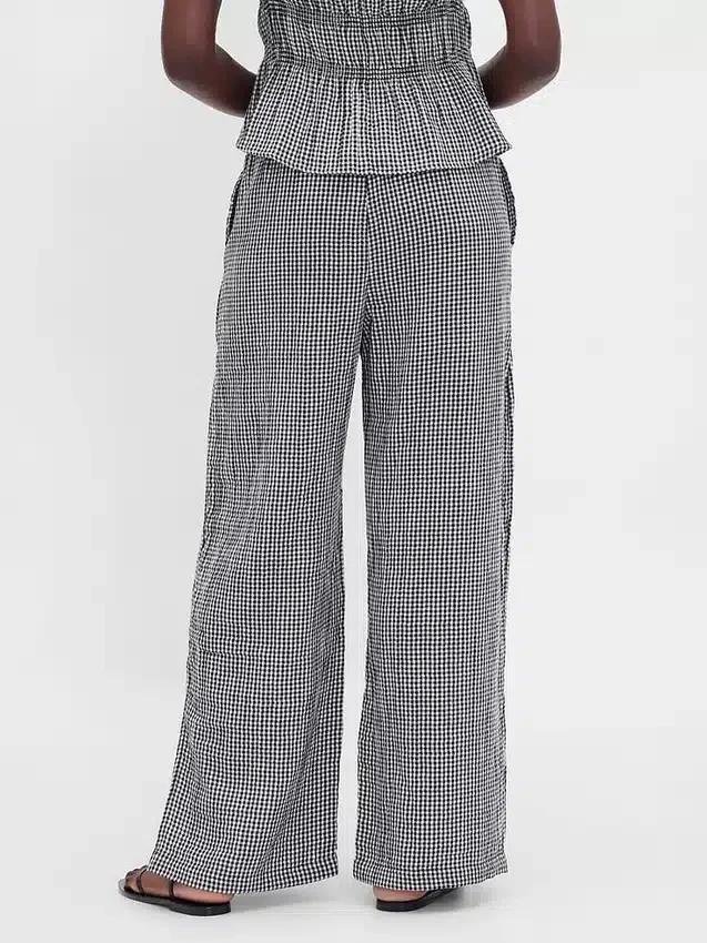 Pantalones de gasa de algodón con bajo con aberturas
