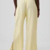 Pantalones de gasa de algodón con bajo con aberturas