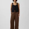Pantalones de gasa de algodón con bajo con aberturas