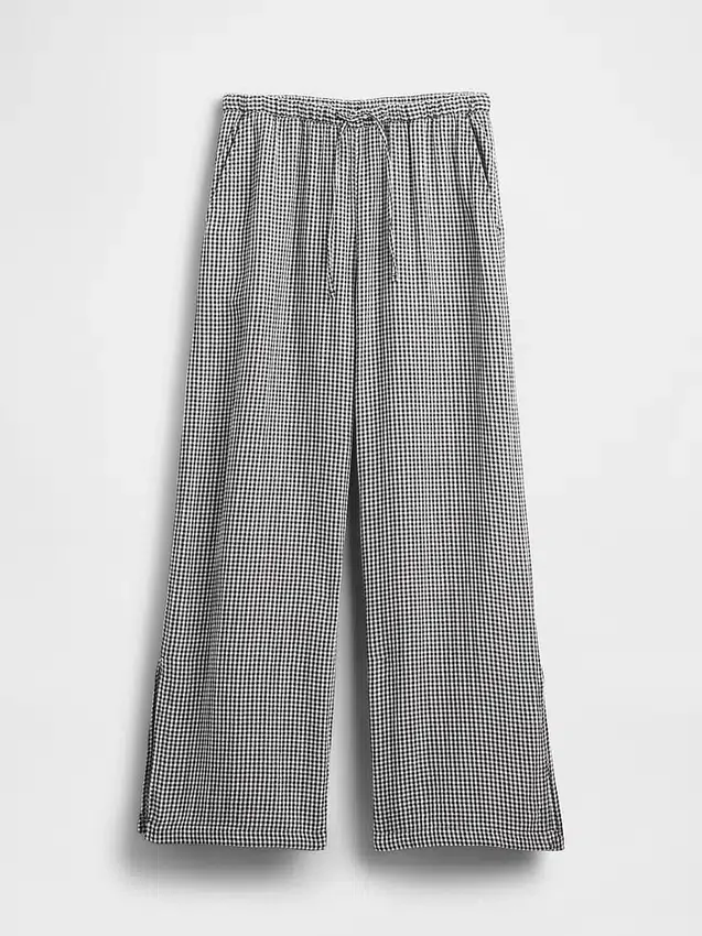 Pantalones de gasa de algodón con bajo con aberturas