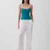 Pantalones de gasa de algodón con bajo con aberturas