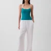 Pantalones de gasa de algodón con bajo con aberturas