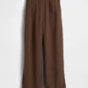 Pantalones de gasa de algodón con bajo con aberturas