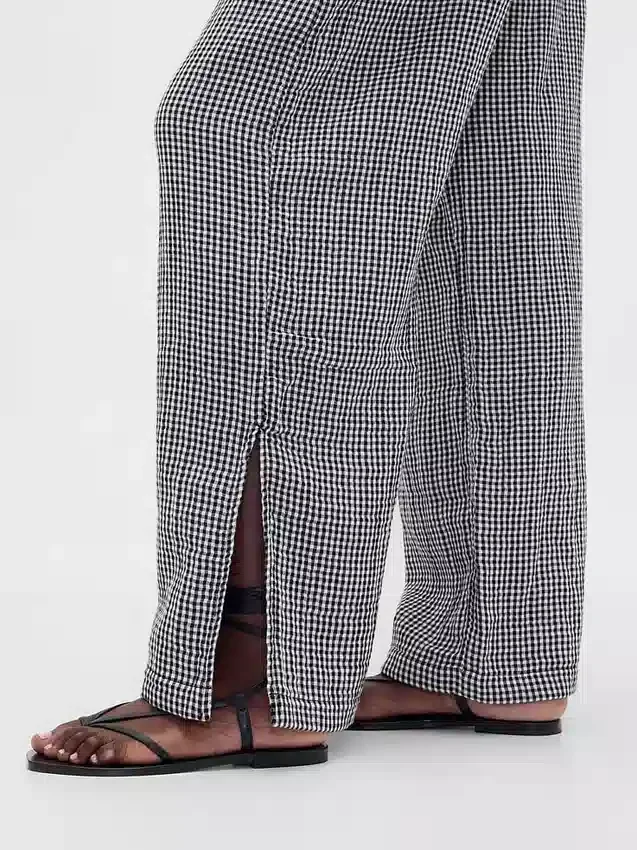 Pantalones de gasa de algodón con bajo con aberturas