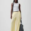 Pantalones de gasa de algodón con bajo con aberturas