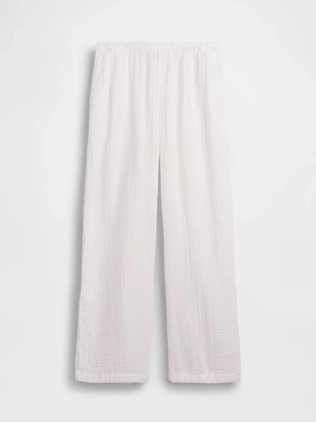 Pantalones de gasa de algodón con bajo con aberturas