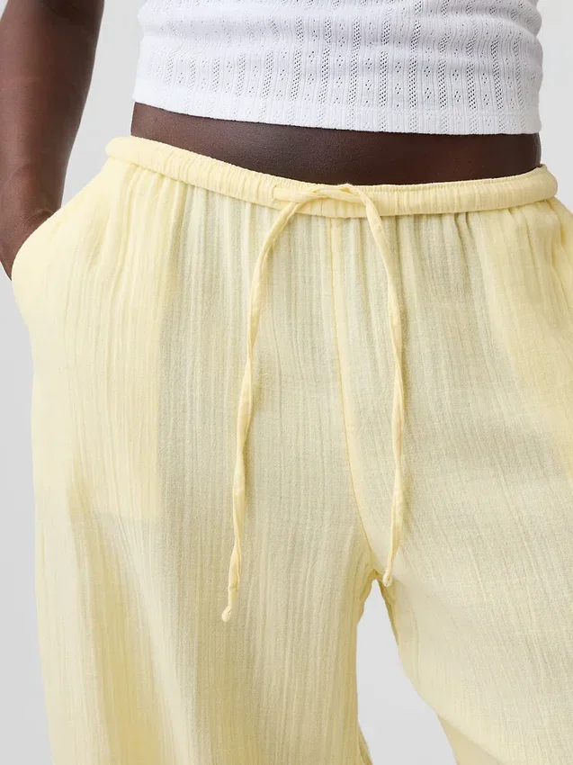 Pantalones de gasa de algodón con bajo con aberturas