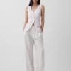 Pantalones de mezcla de lino de talle alto 365