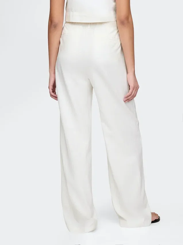 Pantalones de mezcla de lino de talle alto 365