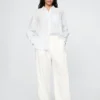 Pantalones de mezcla de lino de talle alto 365