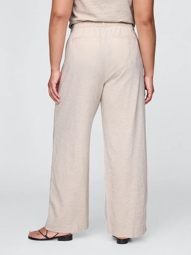 Pantalones de mezcla de lino de talle alto 365