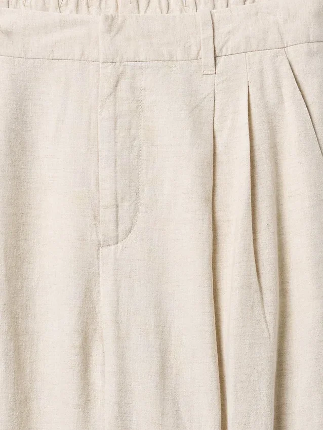 Pantalones de mezcla de lino de talle alto 365