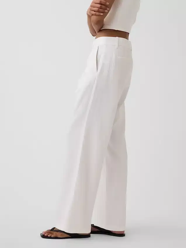 Pantalones de mezcla de lino de talle bajo 365