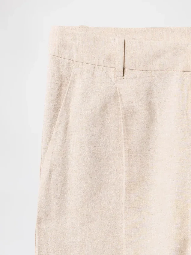 Pantalones de mezcla de lino de talle bajo 365