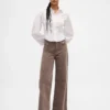 Pantalones de pana de talle alto y pierna ancha