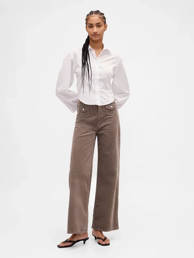 Pantalones de pana de talle alto y pierna ancha