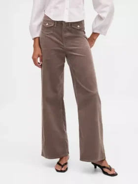Pantalones de pana de talle alto y pierna ancha