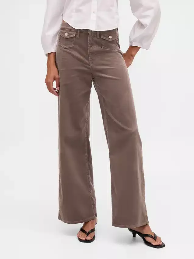 Pantalones de pana de talle alto y pierna ancha