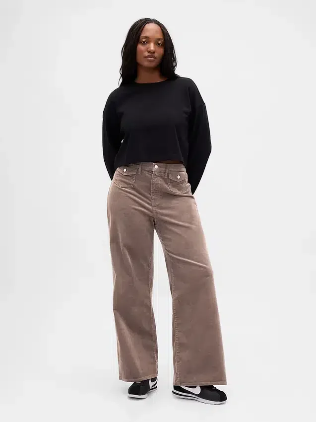 Pantalones de pana de talle alto y pierna ancha