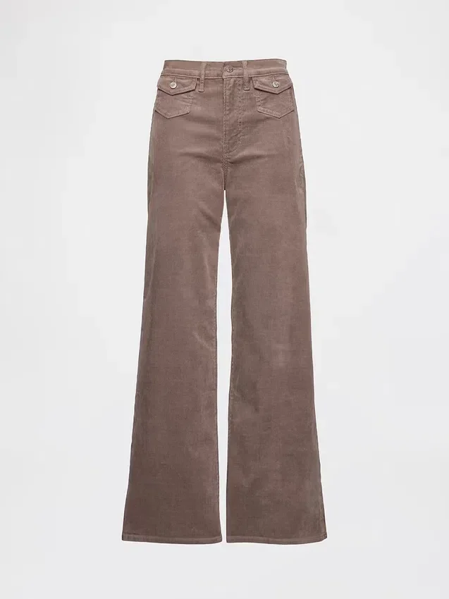 Pantalones de pana de talle alto y pierna ancha