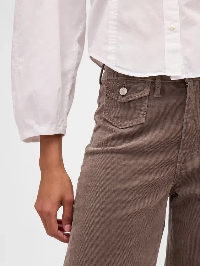 Pantalones de pana de talle alto y pierna ancha