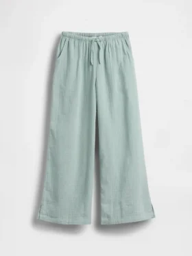 Pantalones de pierna ancha de gasa de algodón para niños