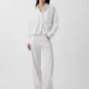 Pantalones de pierna ancha de lino y algodón
